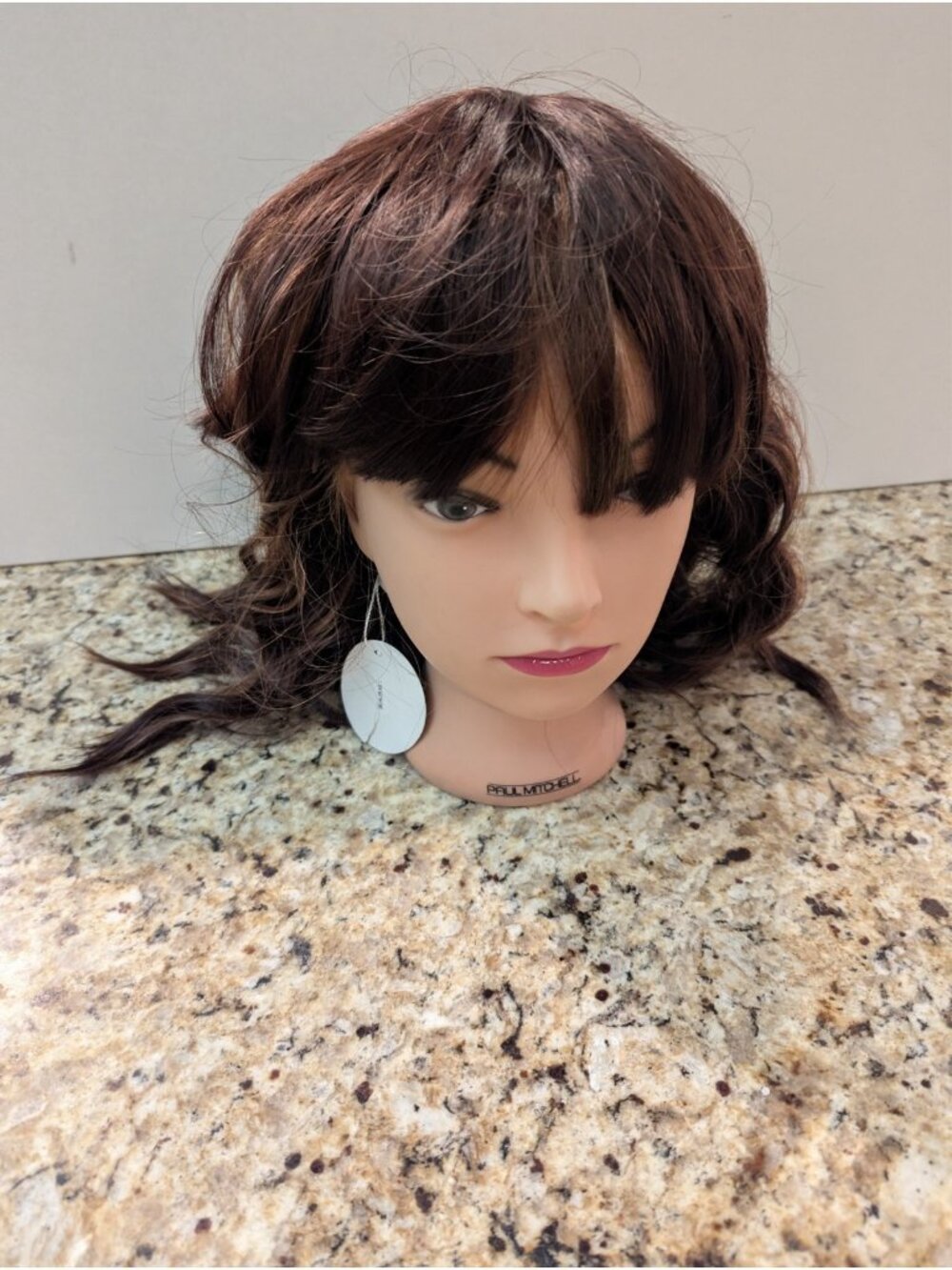Women's 16 Inch Wavy Hair Wig with Bangs Brown